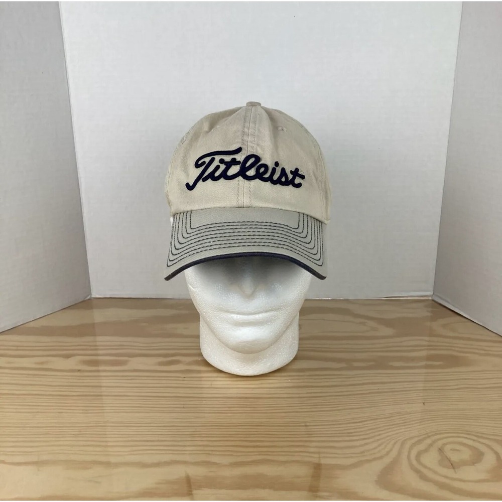 Titleist Tan Brown Adjustable Metal Buckle Golf Cap Sewn